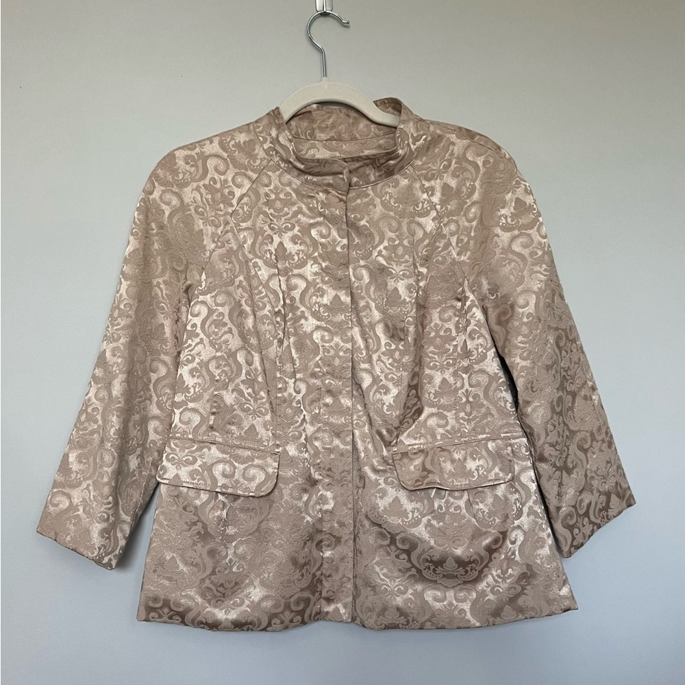 David Brooks (vtg?) tan jacquard damask print jacket -Size Medium
